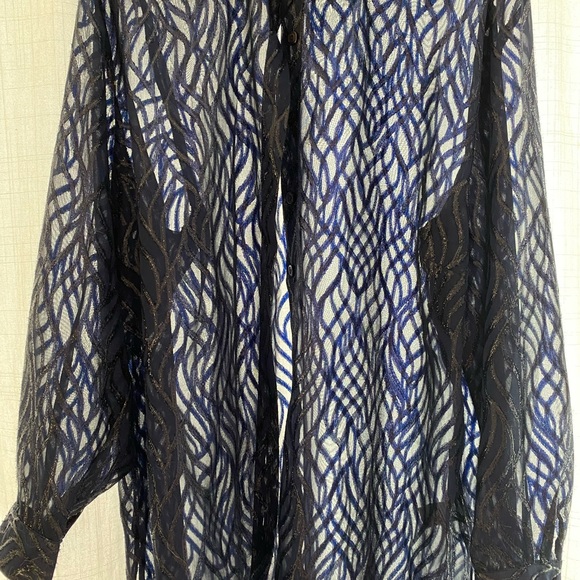 Blue and black ,button , long sleeve dress shirt.   2x - Picture 4 of 7